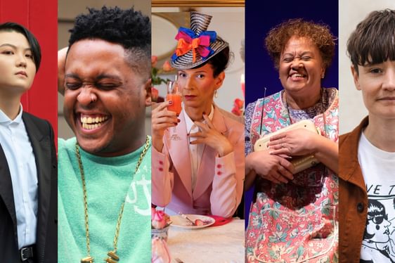 A collaged image of artists involved in Contact's summer 2023 season