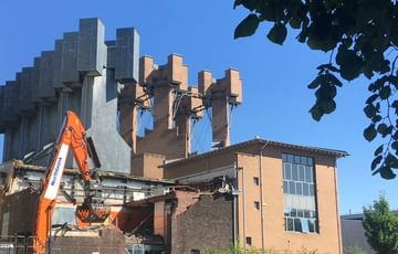 The back of the Contact building under construction