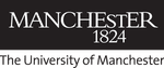'Manchester 1824' in large white font on a black background above 'The University of Manchester' in black text